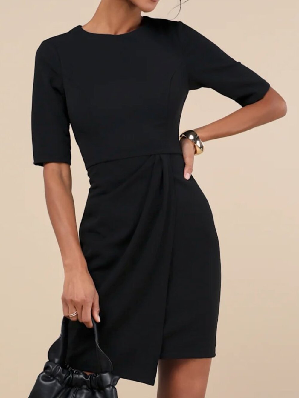 Westwood Black Half Sleeve Sheath Dress - Size XS